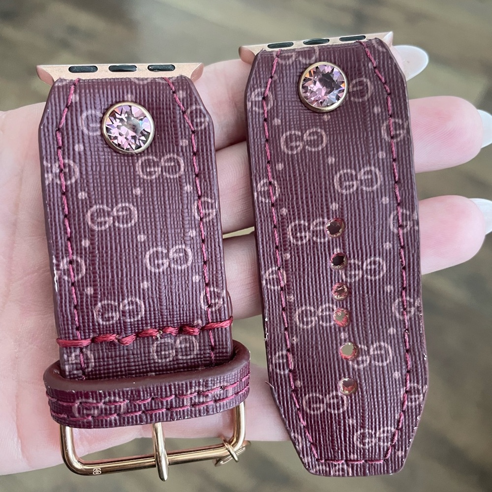 Upcycled Burgundy GG Watch Band